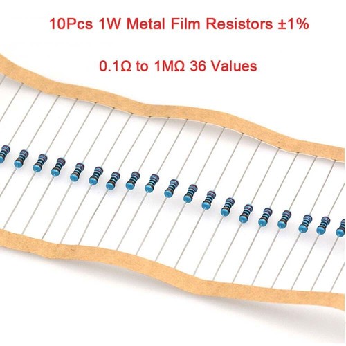 10Pcs 1W Metal Film Resistors ±1% Range of Value 0.1Ω to 1MΩ 36 Values - 第 1/5 張圖片