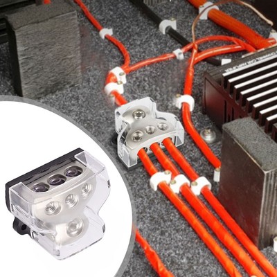 3Way Distributor Block Car Audio Power Wire Splitter 1*0 Gauge in 3*4 Gauge Out