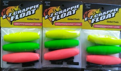 3-PACK Leland Lures E-Z Crappie MAGNET CIGAR SLOTTED Float Fishing stopper 2.5''