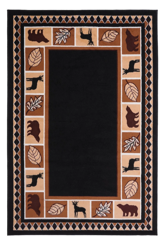 Alfombra rústica para cabaña de cabaña 7'8"x9'8" oso silvestre alce - 631 Foto 2 de 4