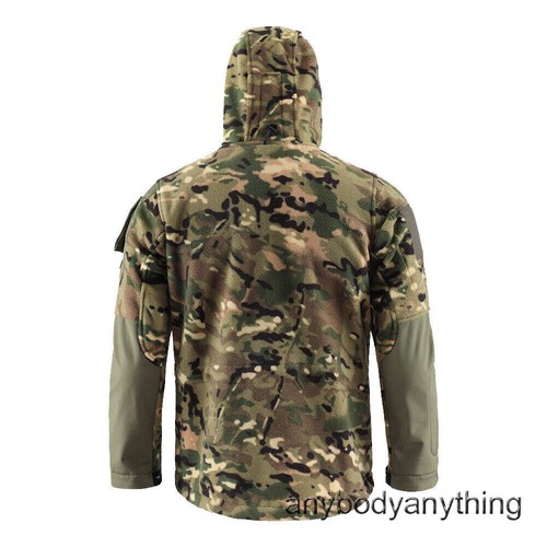 Mens Military Jacket Army Outdoor Tactical Camo Fleece Hooded Casual Coat Hiking - Imagen 4 de 42