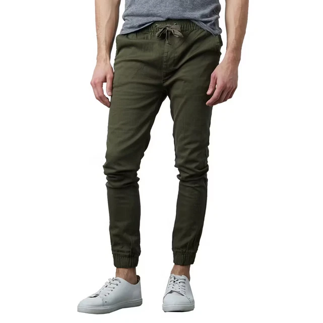 Galaxy By Harvic Mens Basic Stretch Twill Joggers in Olive Green Size XL