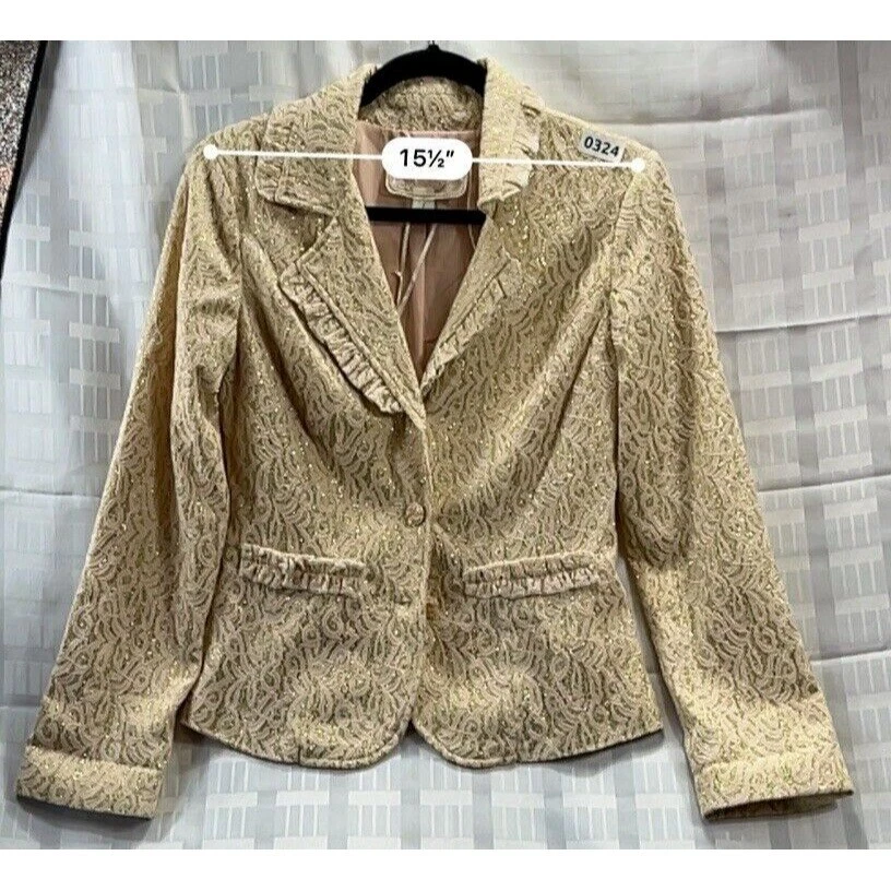 nick & mo Mujer Chaleco Manga Larga Botón Talla S Color Dorado Amarillo Brillo Foto 4 de 4