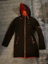 Isle Jacobsen Raincoat Softshell Hooded Zip Dark Brown Red Jacket