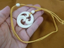 J-WAVE-1 MAORI style circle Wave ocean wave HOOK water buffalo PENDANT Necklace