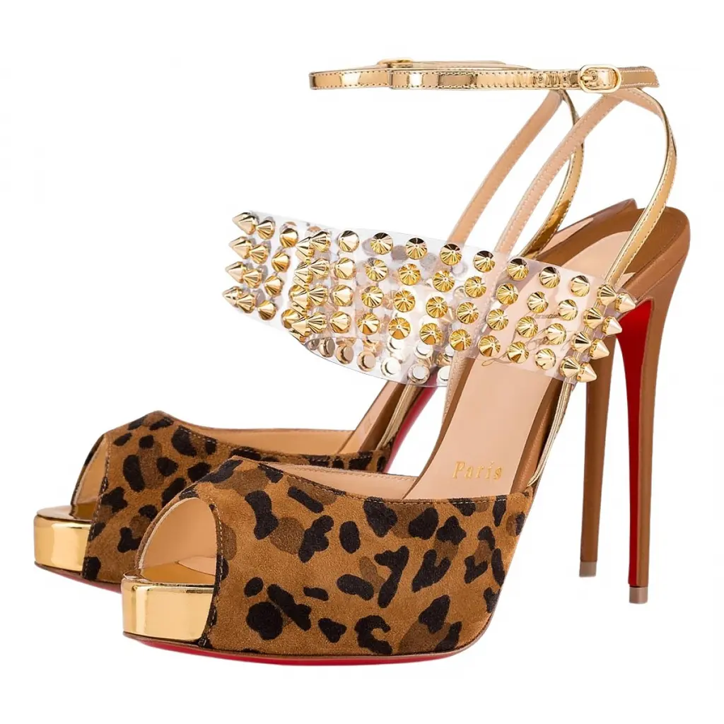 Christian Louboutin Levitagirl 120 Leopard PVC Spike Ankle Strap