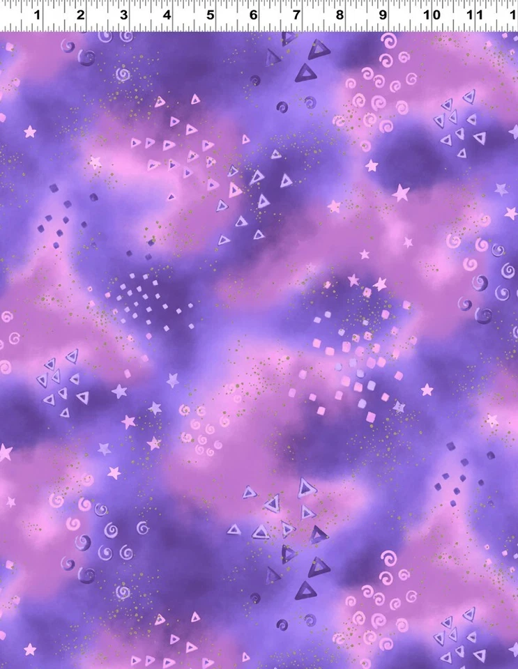 Laurel Burch Basics Brillo PÚRPURA con Tela Metálica Rosa Por FQ - 1/4 YD Foto 2 de 4