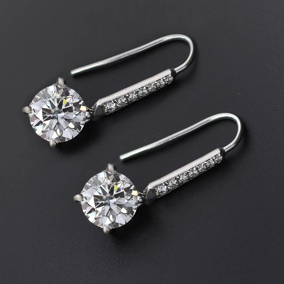 RARE 8 Ct Certified White Diamond Designer Dangler Earrings - Great Luster ! - Image 2 of 4