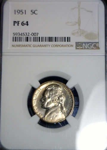 1951 NGC PF 64 Jefferson Nickel Coin Nice CH / GEM Proof   NR