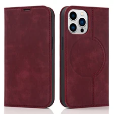For iPhone 16 15 Plus 14 13 12 11 Pro Max Soft Leather Magnetic Flip Wallet Case