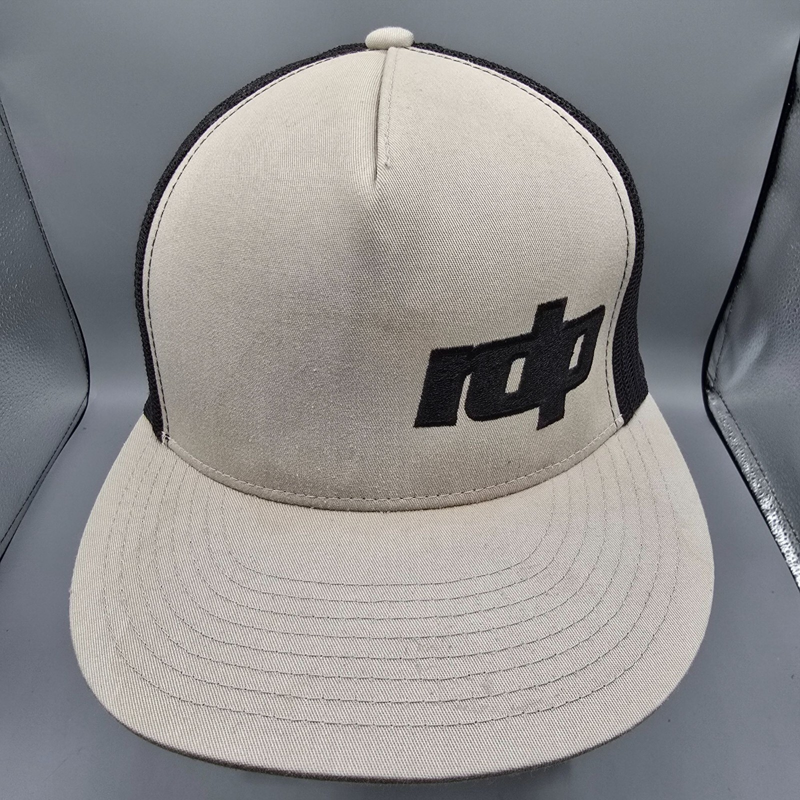 rdp Logo Beige & Black Snapback Yupoong Five-Panel Hat *Distressed/Stained