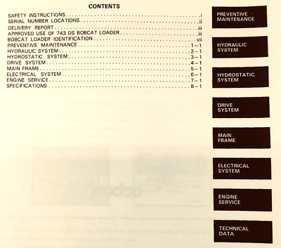 Bobcat 743B 743Ds Skid Steer Loader Service Manual Repair Shop