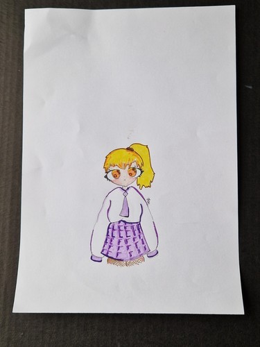 Original drawing girl fantasy portrait naive art by Ukrainian child A4 OOAK - Picture 3 of 12