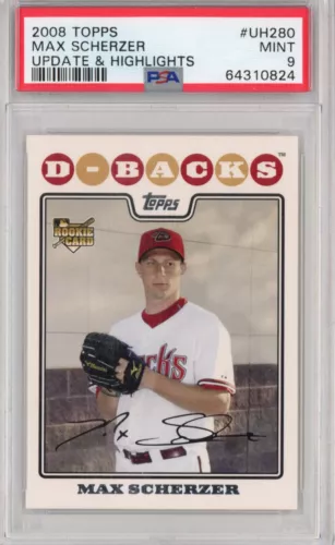 Graded 2008 Topps Update & Highlights Max Scherzer #UH280 Rookie RC Card PSA 9