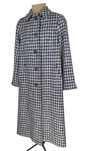 Vtg Aquascutum Womens Gray/Cream Wool Tweed Long Coat & Scarf Size UK 14 (XL) - Picture 6 of 15