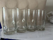 Set Of 4  Libbey Crisa Impressions Rocks  Tumblers 16 Oz Clear Classic Nice!!
