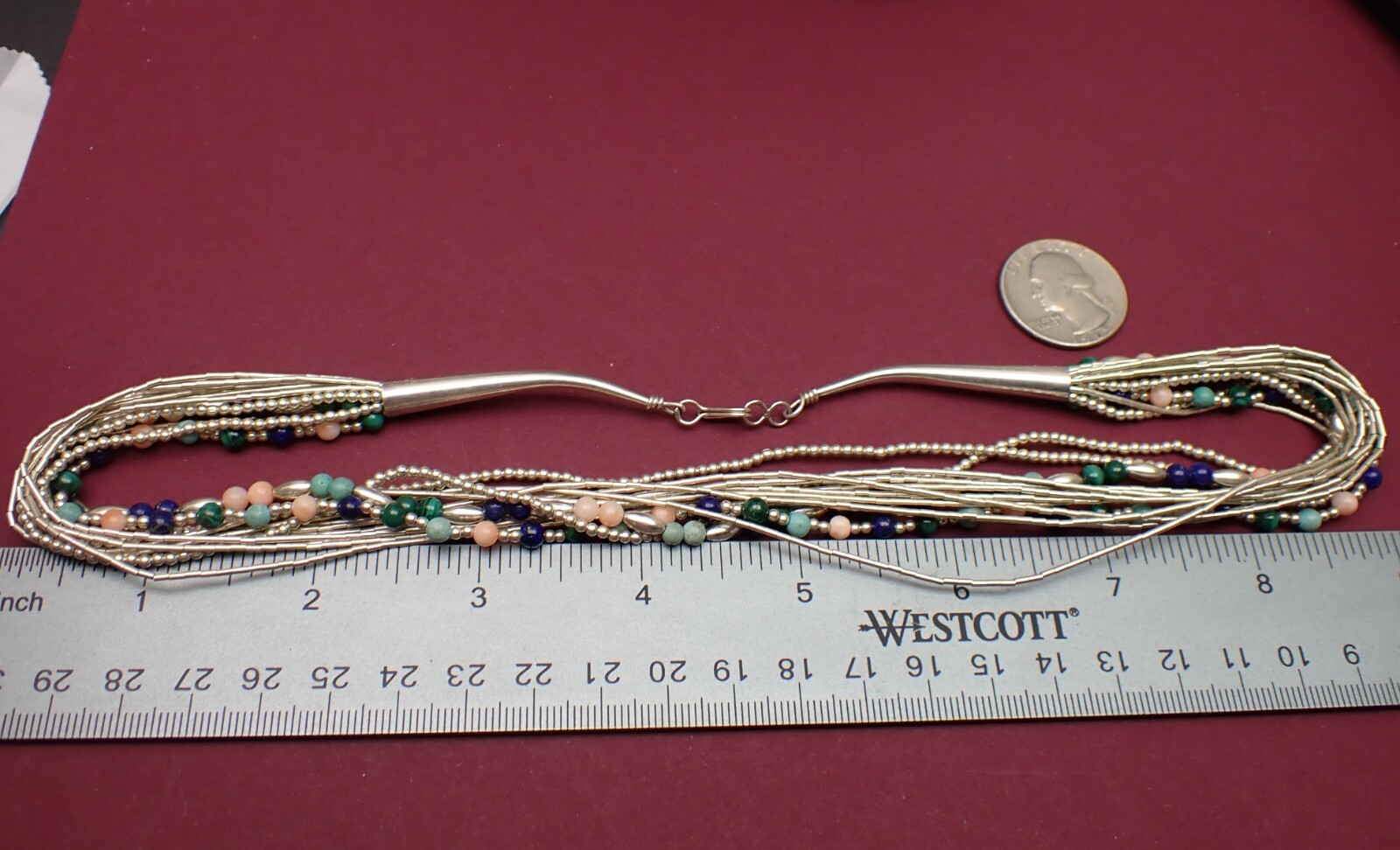 Liquid Silver Multi Strand Multi Gemstone Tiny Be… - image 6