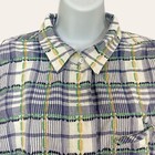 Vintage Plaid Shirt Women Country White Yellow Green Top Blouse Casual Relaxed