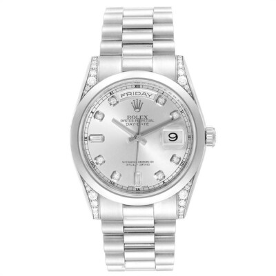 Rolex Day-Date 36 President Platinum 950 with Oyster Architecture Silver 118296