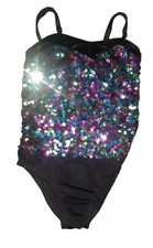 child size small multi print sequined Leo leotard by costume gallery