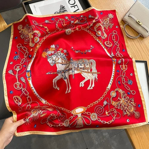 Bufanda 100 % seda para mujer vintage roja pañuelo pañuelo cuadrado pañuelo envolvente 68*68 cm - Imagen 2 de 5
