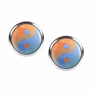 Mylery Pendientes Par Con Motivo Yin Yang Taiji Fuego Agua Rojo