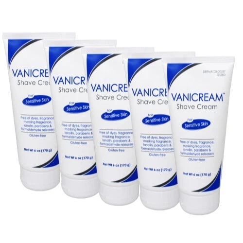 5 Pack Vanicream Shave Cream For Sensitive Skin 6Oz Each
