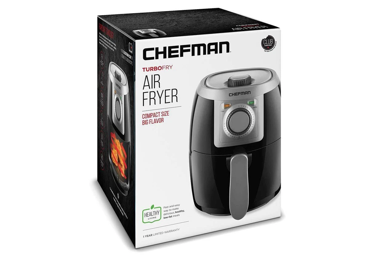 Chefman 2.1qt Personal Analog Air Fryer Black Silver OPEN BOX NEVER USED  816458023450