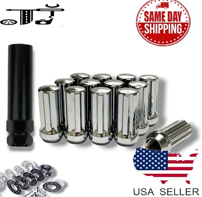 32Pc Chrome 2'' Tall M14x2 Tuner Spline Lug Nut Fit Ford Excursion F250 F350(DRW)