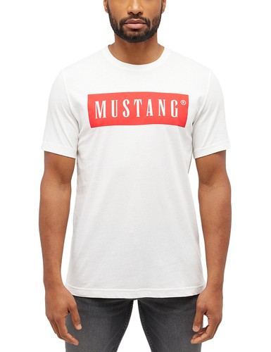 Mustang Camiseta Para Hombre AUSTIN - Corte Regular S-3XL Blanco Negro Algodón - Imagen 3 de 6