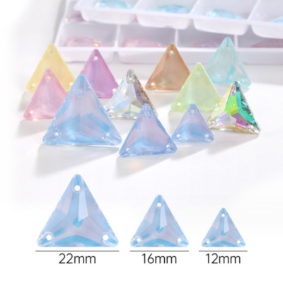 High end Mocha Triangle Flatback Glass Rhinestone Sew On Crystal Jewels  Beads
