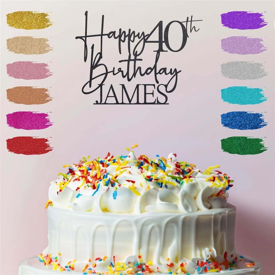 YOUNIQUE GIFTS Personalised Happy Birthday Cake Topper Any Age Name 16th 18th 21st 30th 50th