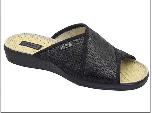 Ladies Scuff Slipper - DeValverde 164 Lydia - Negro & Marino - Picture 5 of 11