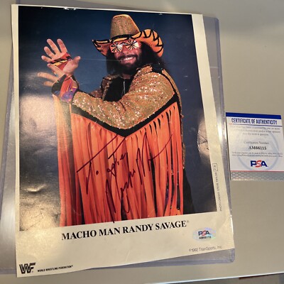 🔥WWF WWE MACHO MAN Randy Savage P-90 Promo Signed 8X10 Photo PSA