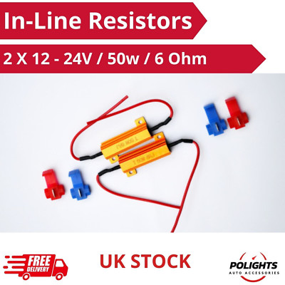 2X LED Last Inline Widerstände 50W 6 Ohm für LED Rückleuchten Blinker