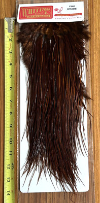 Whiting Midge Coachman Brown Rooster Saddle, Pro Grade, Fly Tying