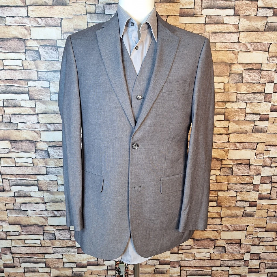 Traje Pronto Uomo 3 Piezas Hombre 38L 32X32 Gris Sólido Doble Ventilación Foto 2 de 4