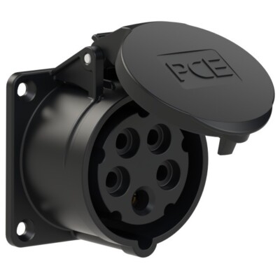 16A CEE Anbaudose gerade IP44/IP54 schwarz 16 A Steckdose 5p 6h PCE 315-6x