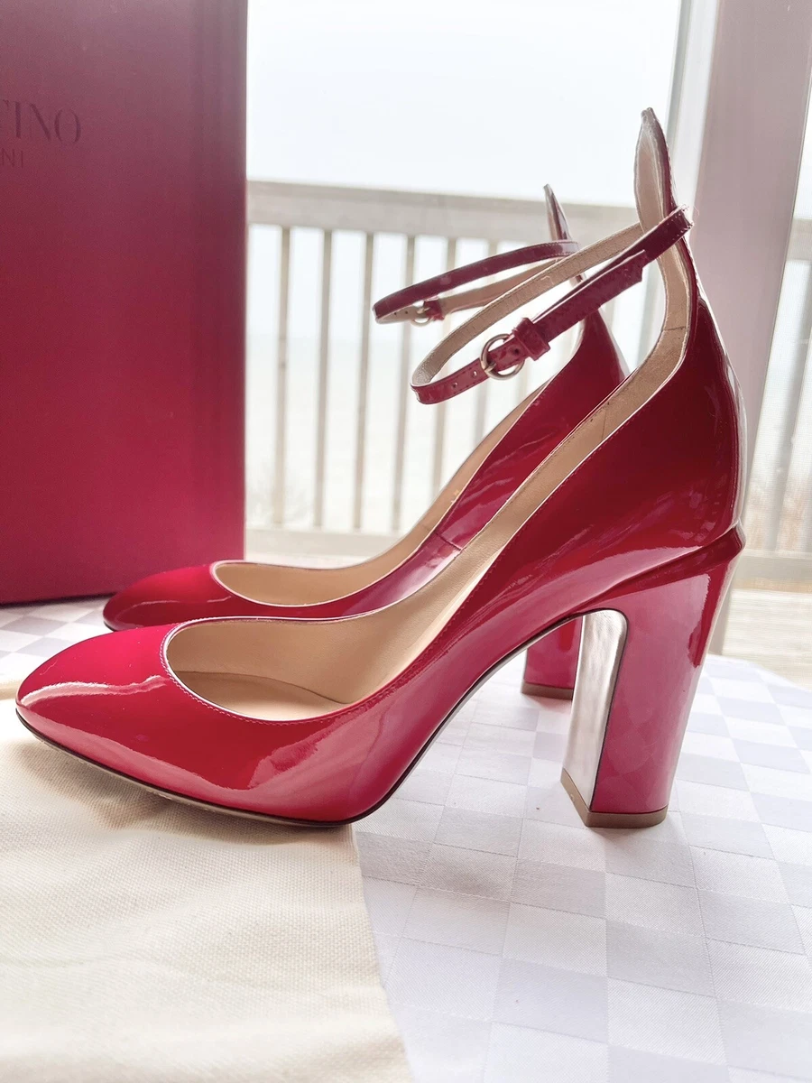 Valentino Tango Red Rosso Patent Block Heel 38.5/8M | eBay