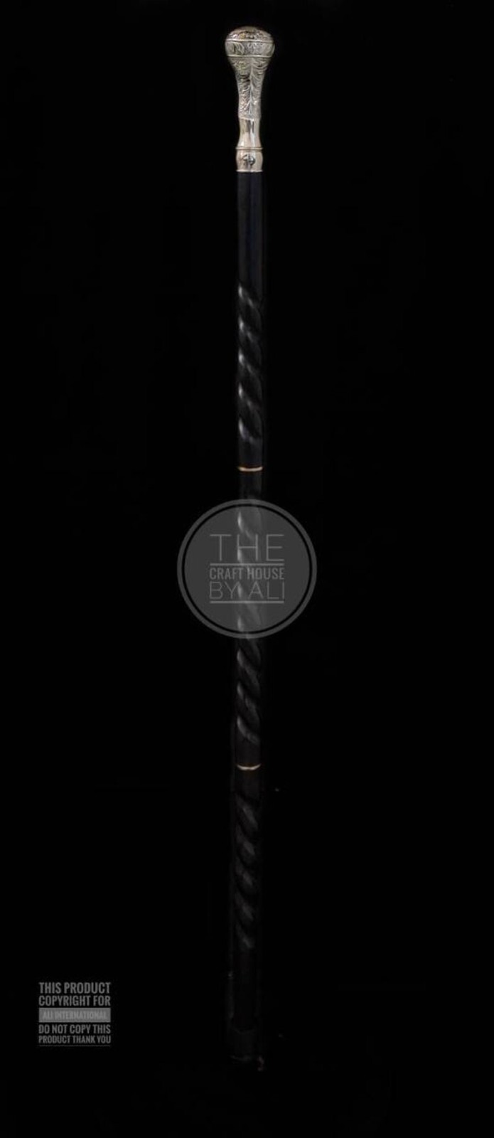 Antique  Solid Silver Brass Head Handle Victorian… - image 4