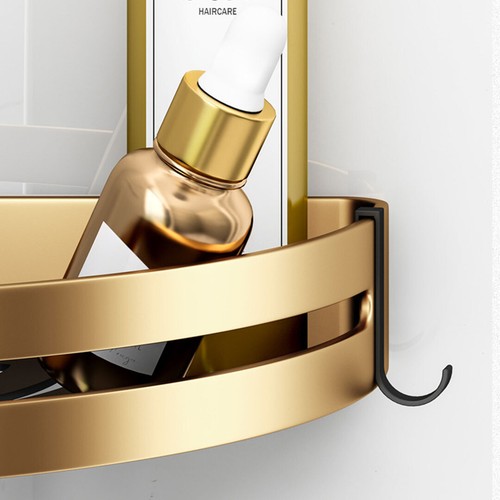 2x Rotating Wall Rack Bathroom Caddy Corner Vanity Storage Shelf Organiser Gold - Picture 8 of 8