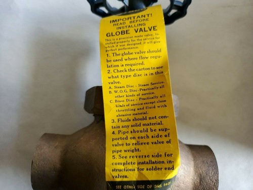 Vintage Nibco N.O.S. Globe Valve 1-1/2" 734 150 lbs SWP 300 lbs WOG Steam Disc - Picture 4 of 10