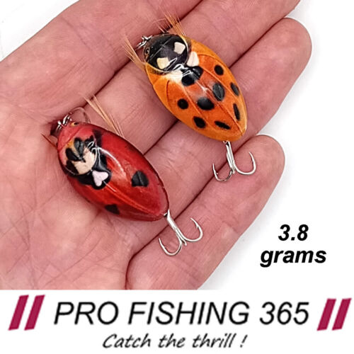 2 x Ladybird Bug Creature Fishing Lures Savage Perch Trout Surface Baits - Picture 2 of 14