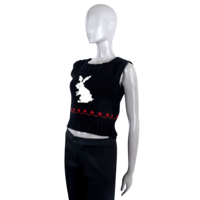 69127 auth CHRISTIAN DIOR black wool 2021 DIORAMOUR RABBIT Sweater
