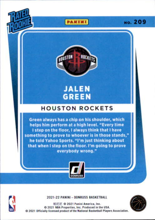 Jalen Green 2021-22 Donruss Rated Rookie Card #209 | eBay