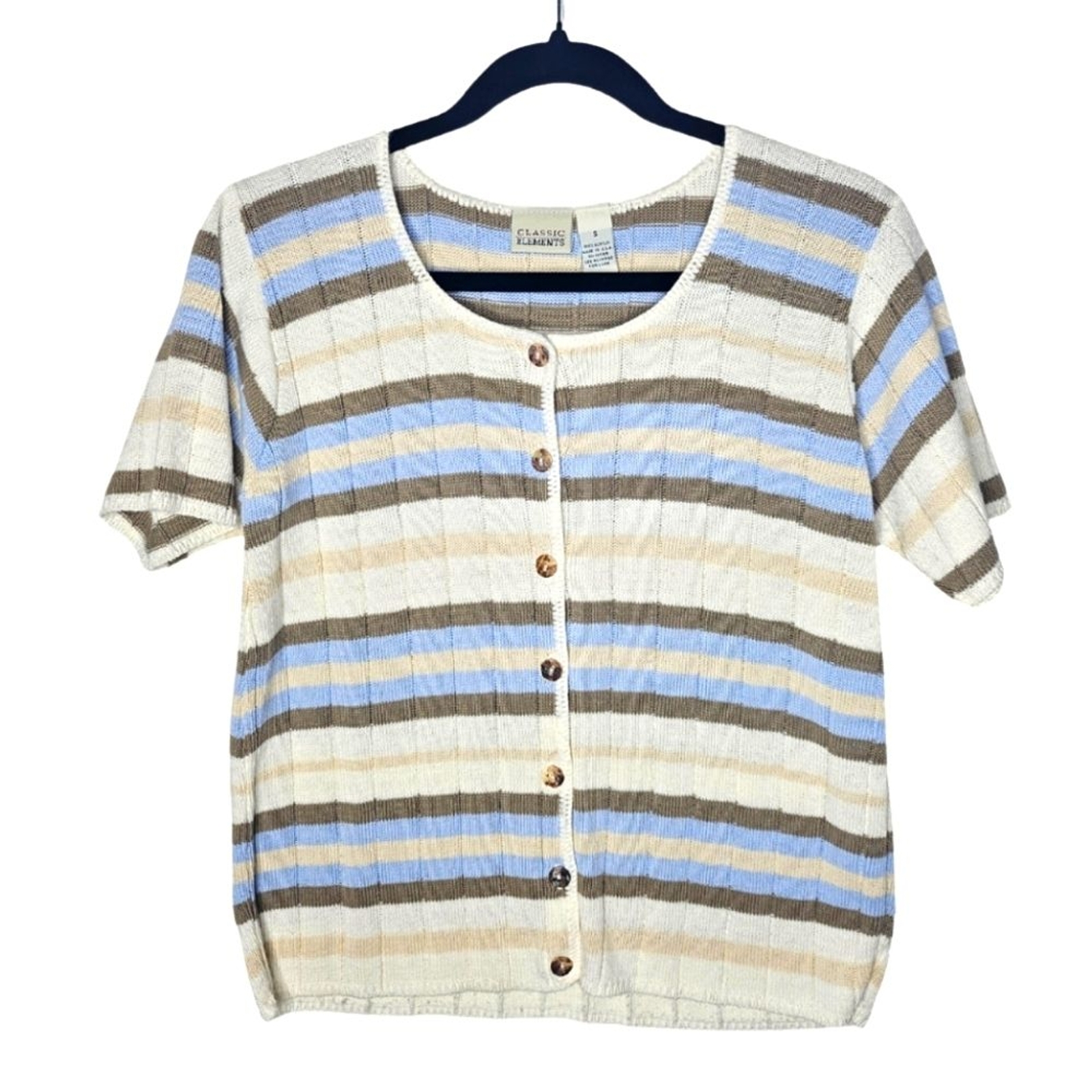 Vintage Classic Elements Button Down Sweater Crew… - image 1