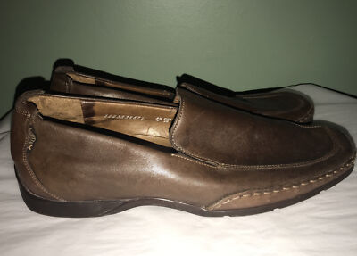 Mephisto mens brown leather cool air slip on soft loafers  display picture 2