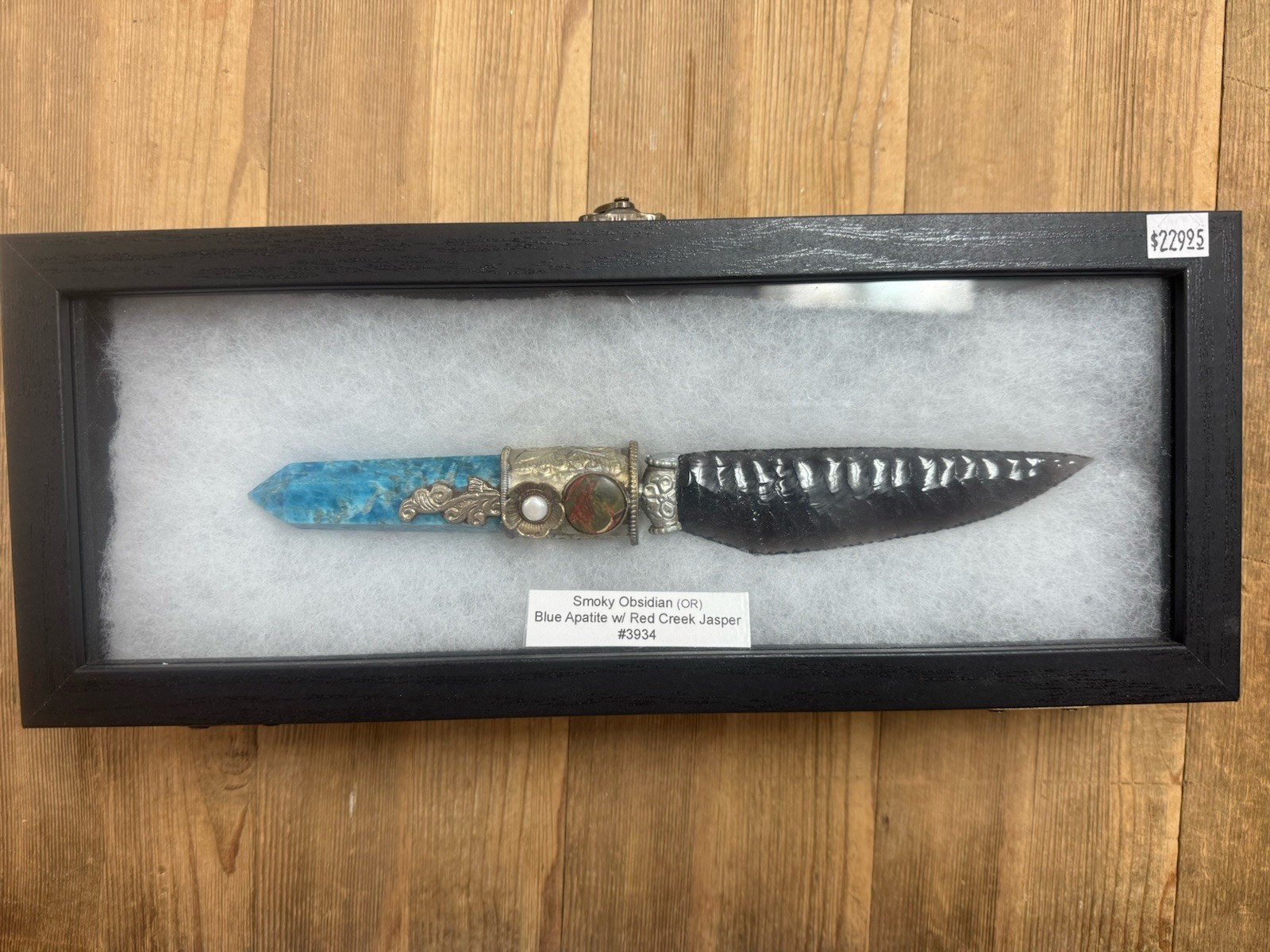 Handle-Blue Apatite w/Red Creek Jasper Oregon Blade-Smokey Obsidian