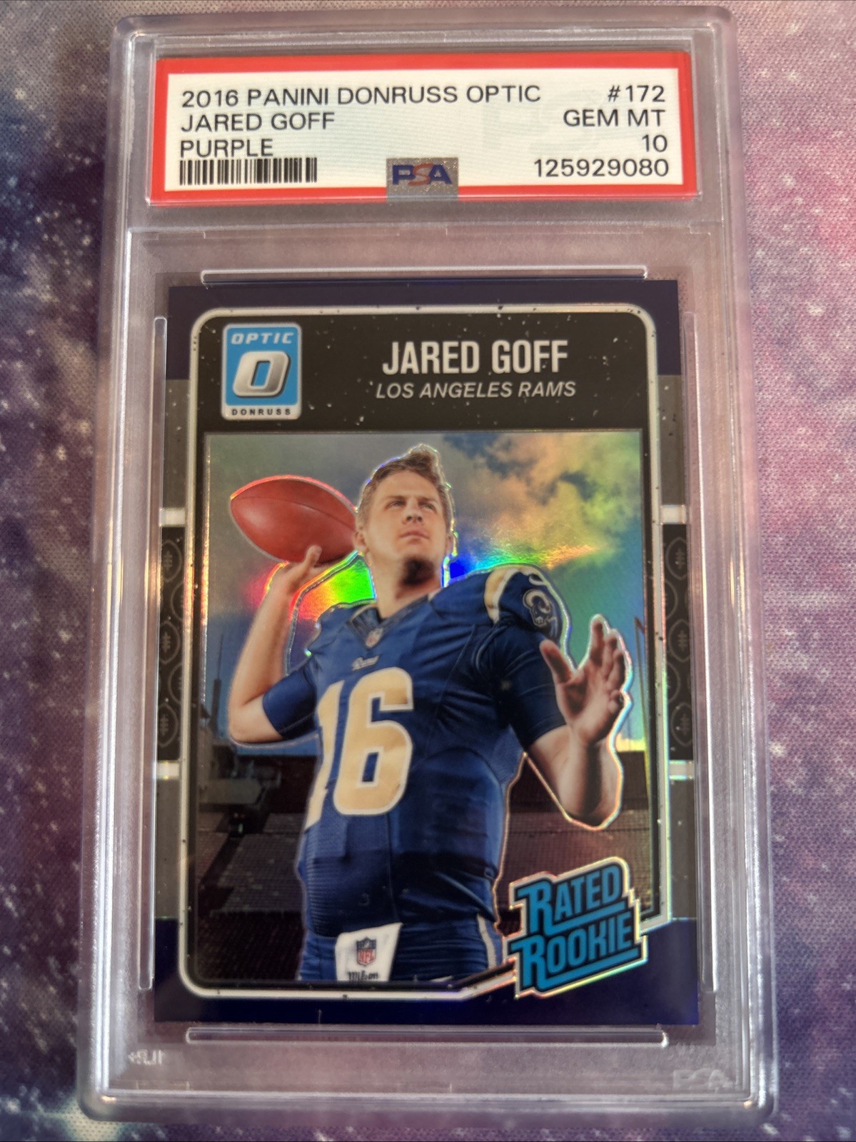 2016 Panini Donruss Optic Jared Goff Purple Rated Rookie PSA 10 Gem-Mint RC #172