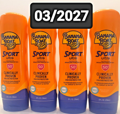Banana Boat Sport Ultra Sunscreen Broad Spectrum SPF 50   LOT OF 4 CANS  